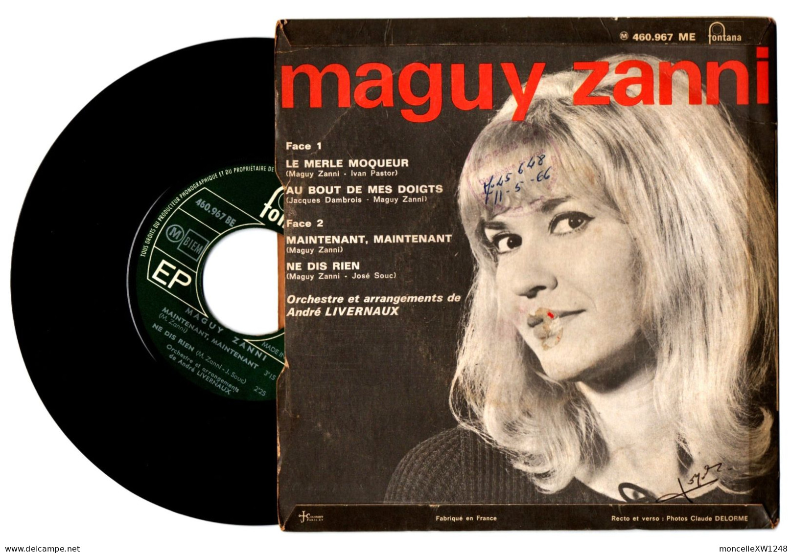 Maguy Zanni - 45 T EP Le Merle Moqueur (1966) - 45 Toeren - Maxi-Single