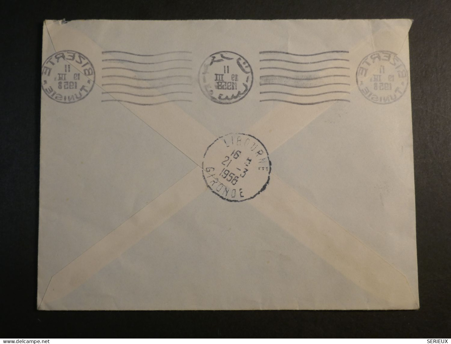 DM 17  TUNISIE   LETTRE FM   1956 BIZERTE   A PELLEGRUE FRANCE    +AFF. INTERESSANT +++ - Tunisia