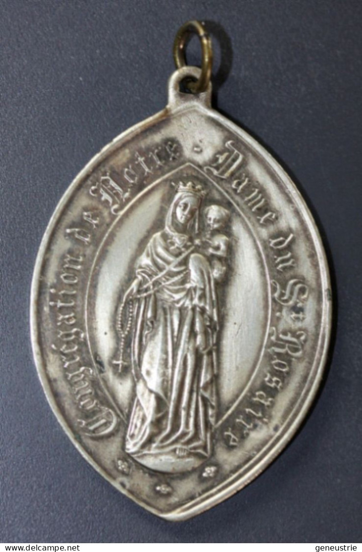 Médaille Religieuse XIXe "Confrèrie De Notre-Dame Du Rosaire / St Pierre De Neuilly" Religious Medal - Religión & Esoterismo