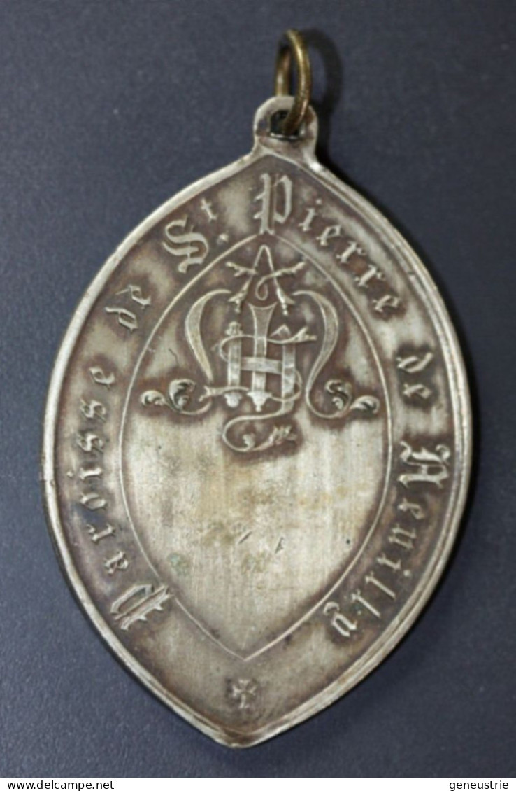 Médaille Religieuse XIXe "Confrèrie De Notre-Dame Du Rosaire / St Pierre De Neuilly" Religious Medal - Religión & Esoterismo