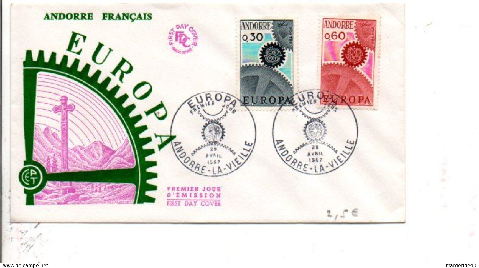 ANDORRE FDC 1967 EUROPA - FDC