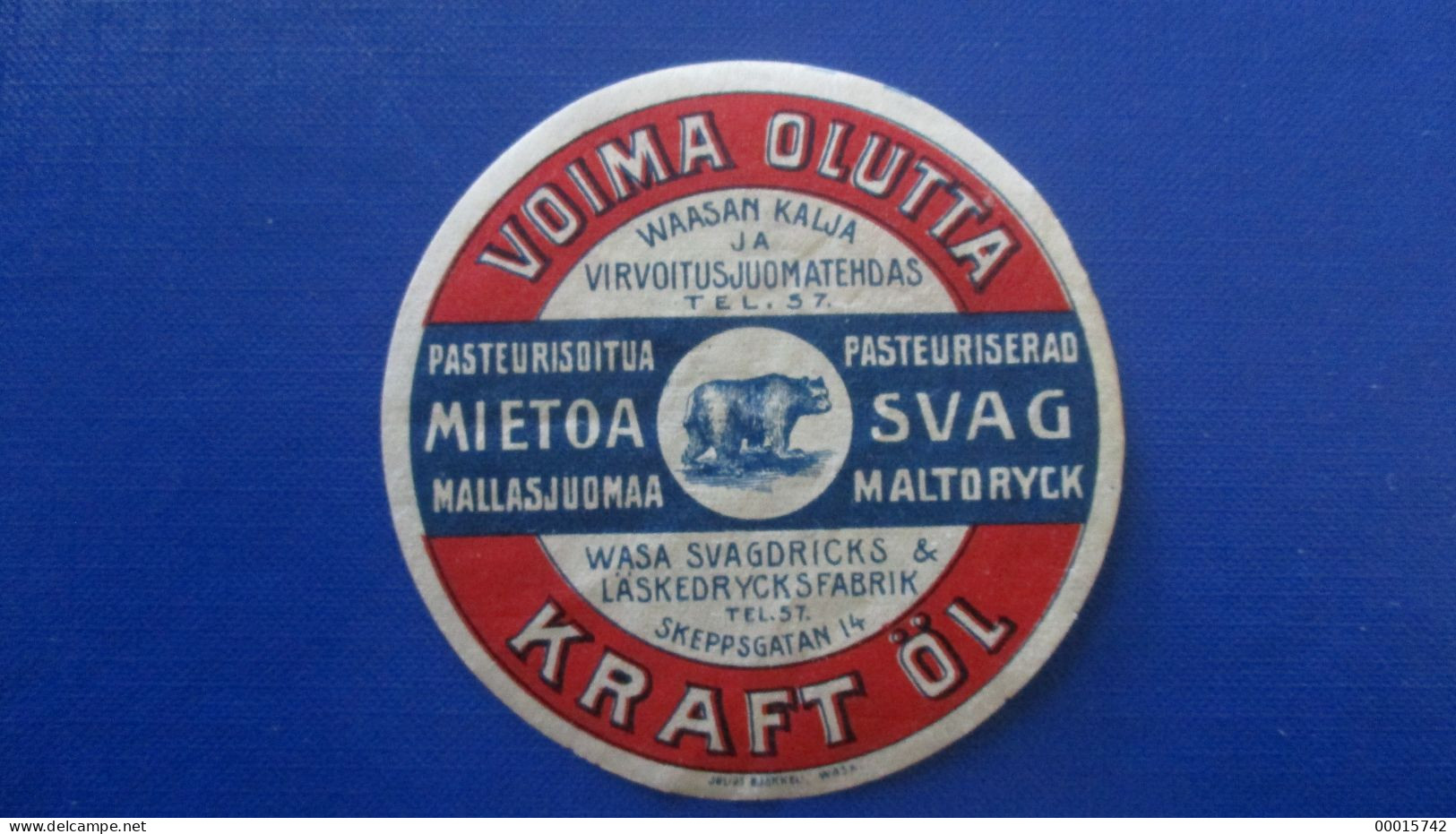 OLD BEER LABEL -  VOIMA OLUTTA  FINLAND D-0475 - Cerveza