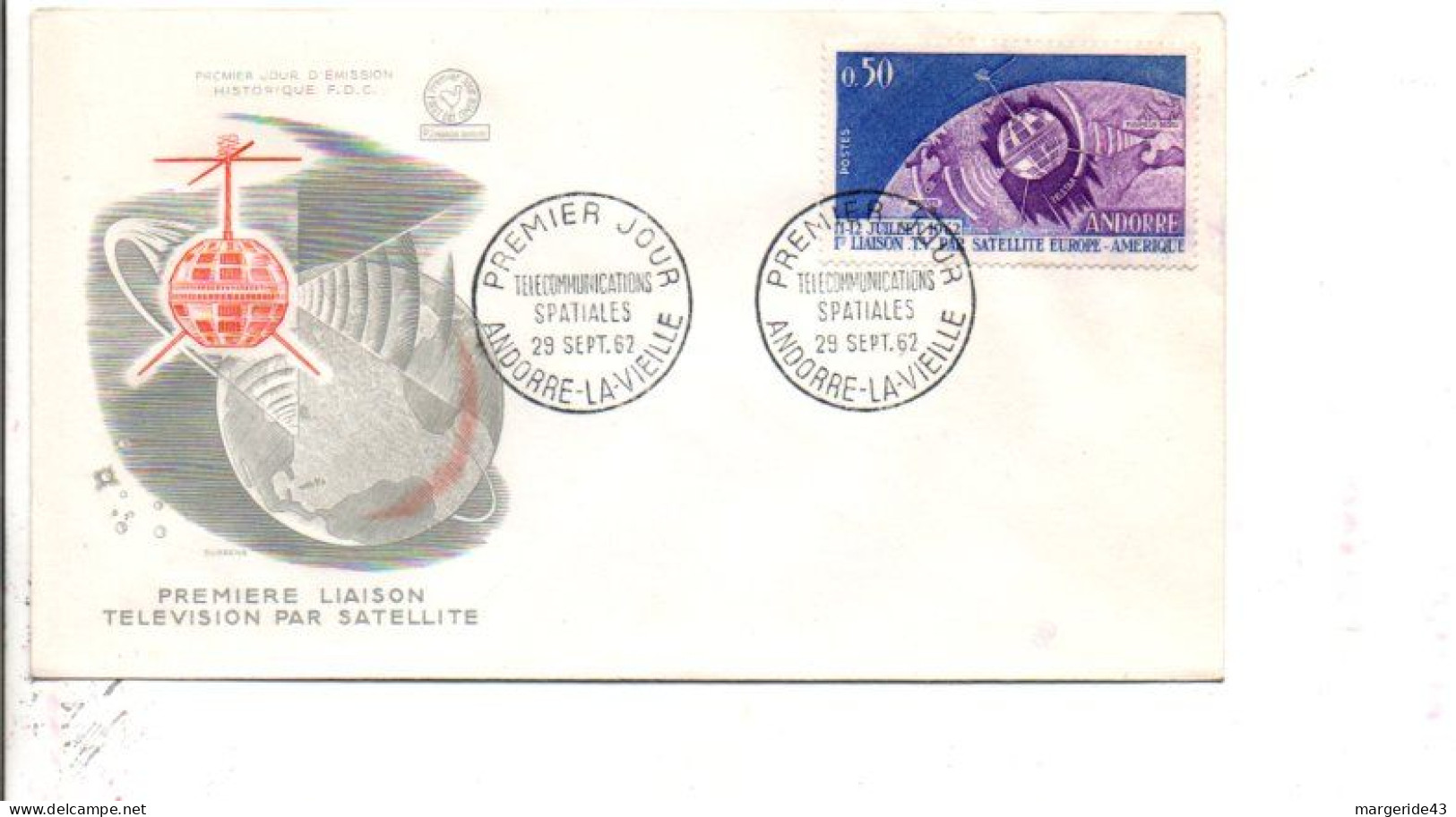 ANDORRE FDC 1967 TELECOMMUNICATIONS SPATIALES - FDC