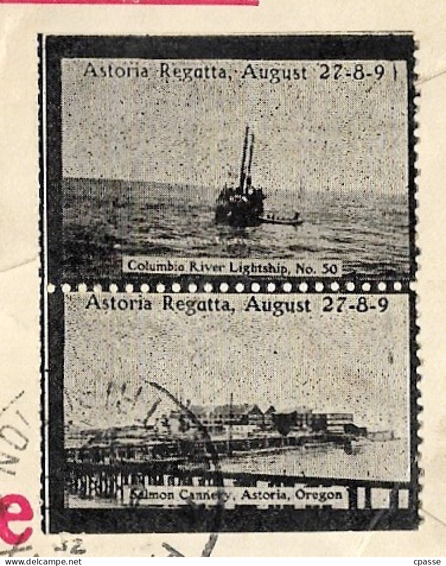 Etats-Unis 2 Vignettes "Astoria Regatta" Oregon OR Sur Lettre à En-tête Herman Wise 1912 ** Sports Nautiques - Storia Postale