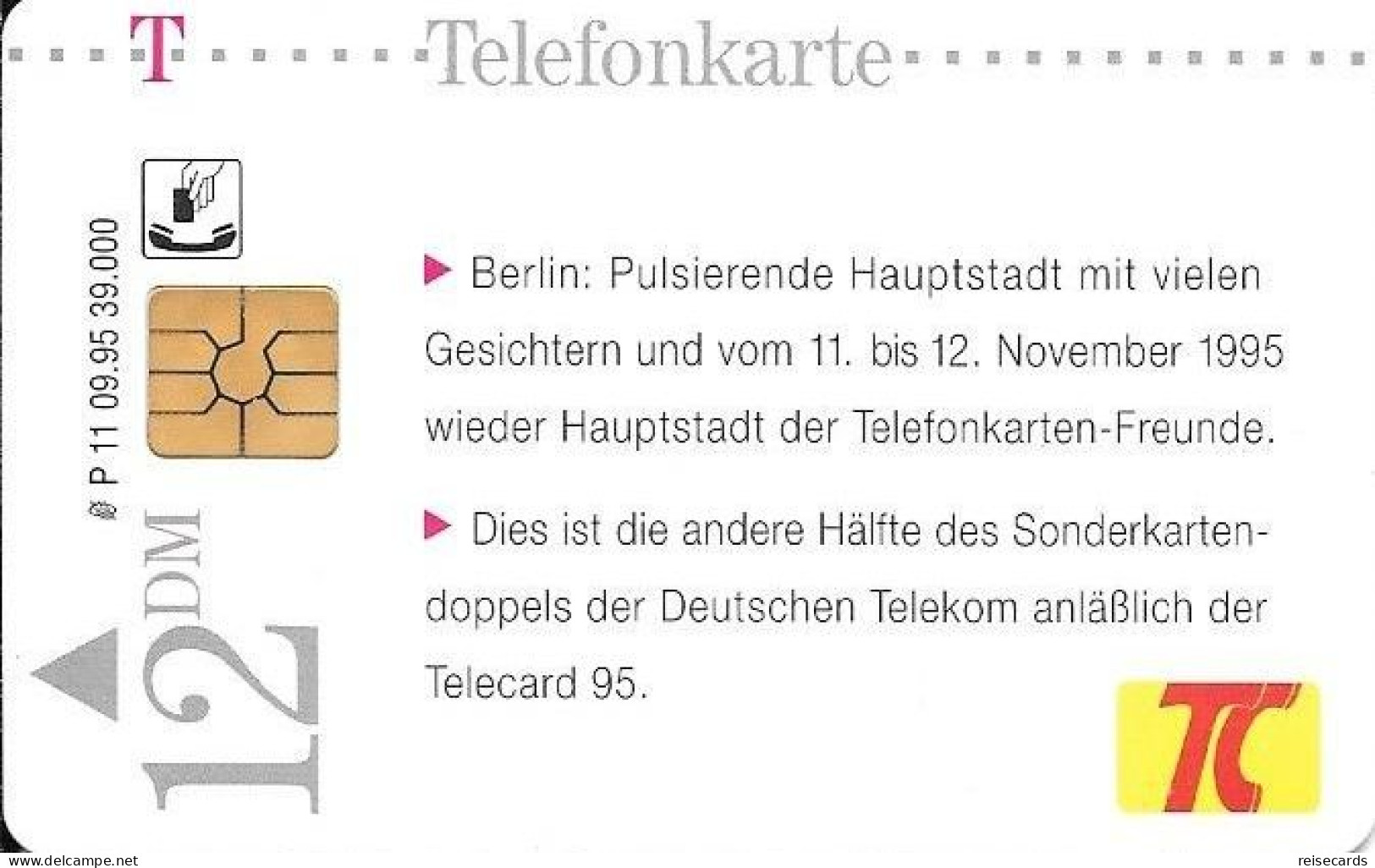 Germany: Telekom P 11 09.95 Telecard Expo 1995 Berlin. Mint - P & PD-Series: Schalterkarten Der Dt. Telekom