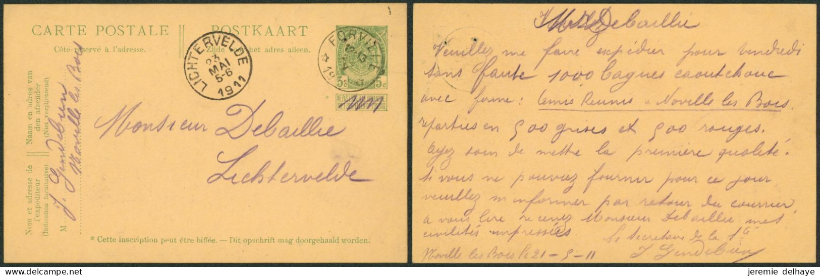 EP Au Type 5ctm Vert Obl Relais "Forville" (1905) > Lichtervelde / Défaut : Trous - Postmarks With Stars