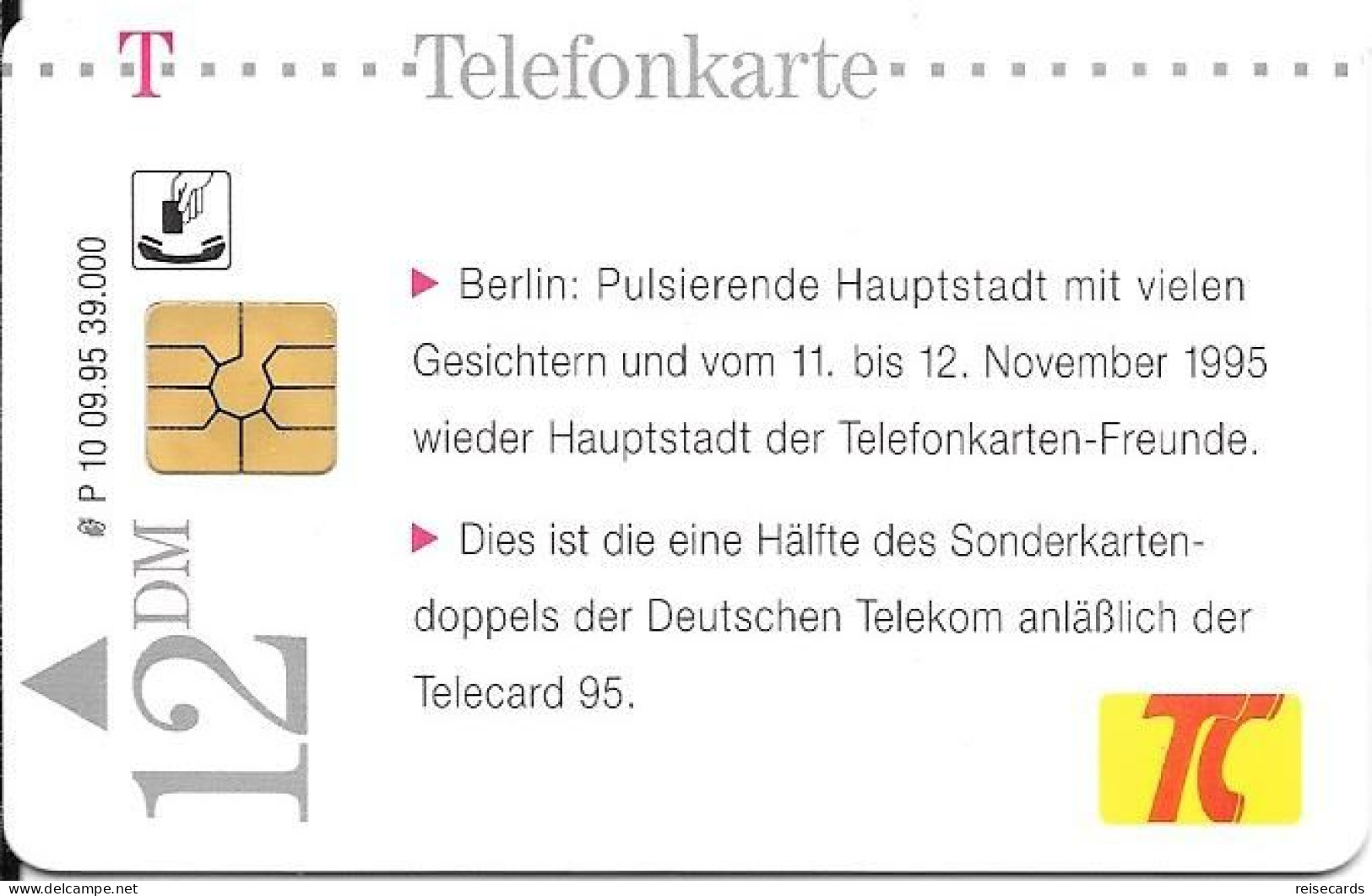 Germany: Telekom P 10 09.95 Telecard Expo 1995 Berlin. Mint - P & PD-Series: Schalterkarten Der Dt. Telekom