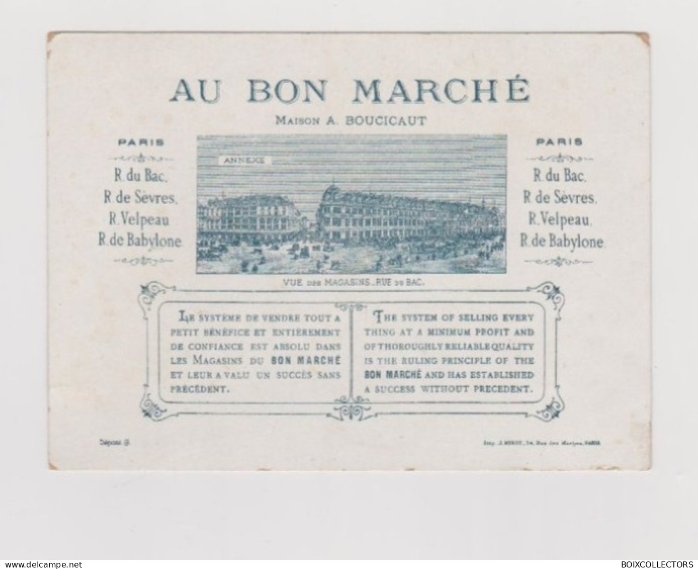 CHROMO - AU BON MARCHE AVENTURES DE M. DE CRAC - Imp J. Minot PARIS - 15,9cm X 11,6cm - Au Bon Marché