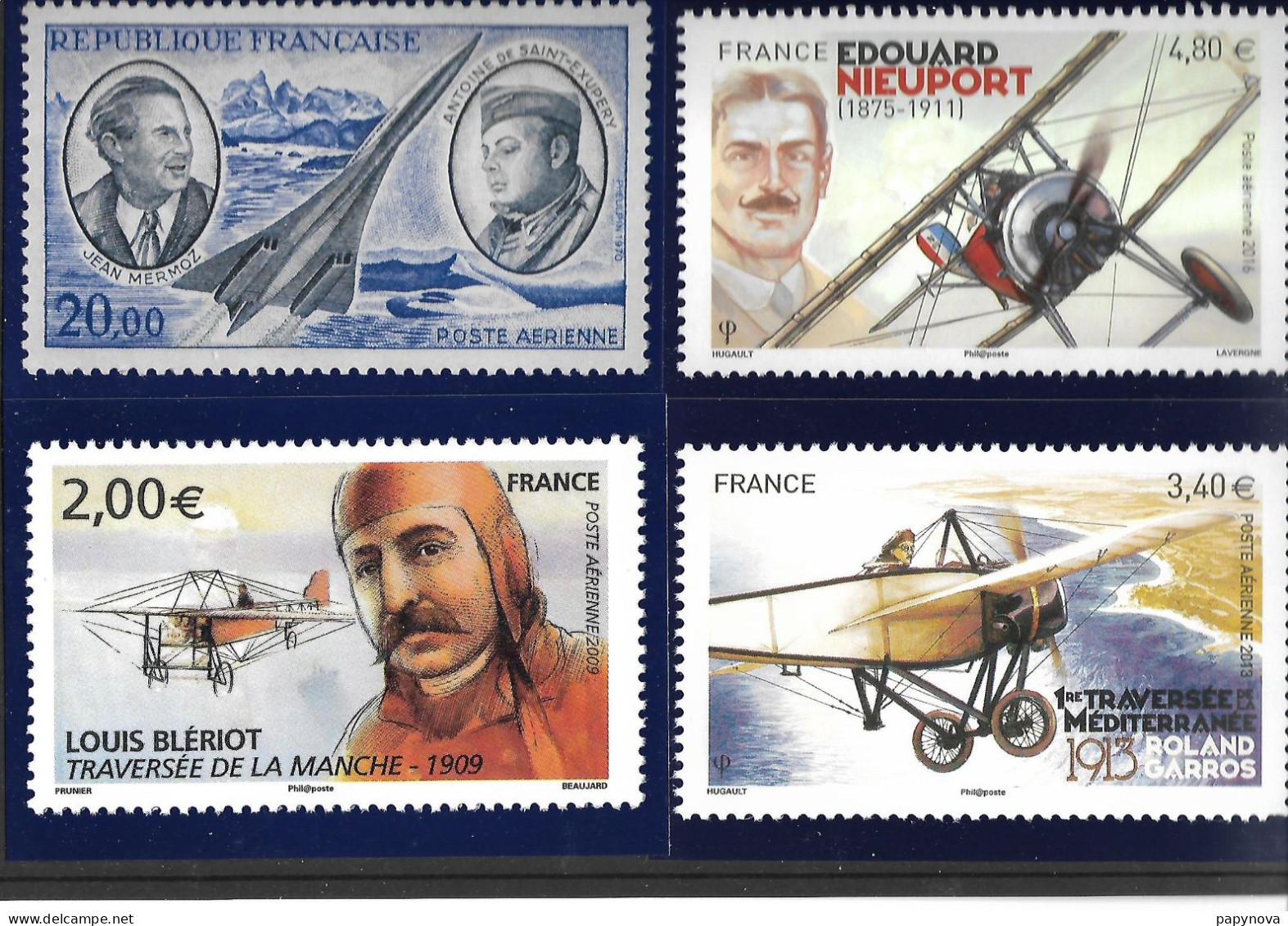 2023 PAP 4XC P OFFERTE PAR PHIL@POSTE A SES ABONNES CHAQUE TRIMESTRE  ( THEME "LES AVIATEURS" ) - PAP : Altri (1995-...)