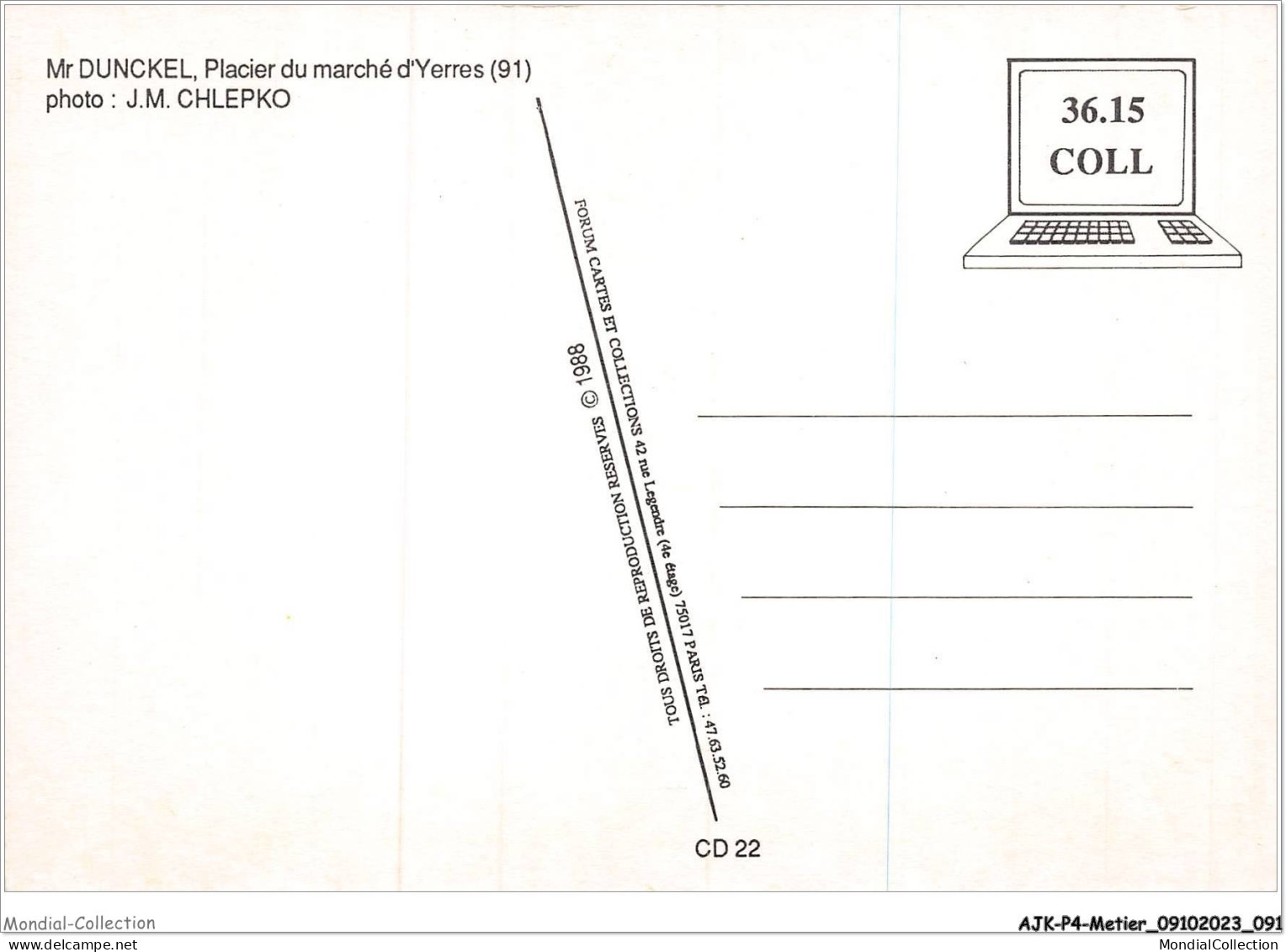 AJKP4-0382 - METIER - MR DUNCKEL - PLACIER DU MARCHE D'YERRES - Venters