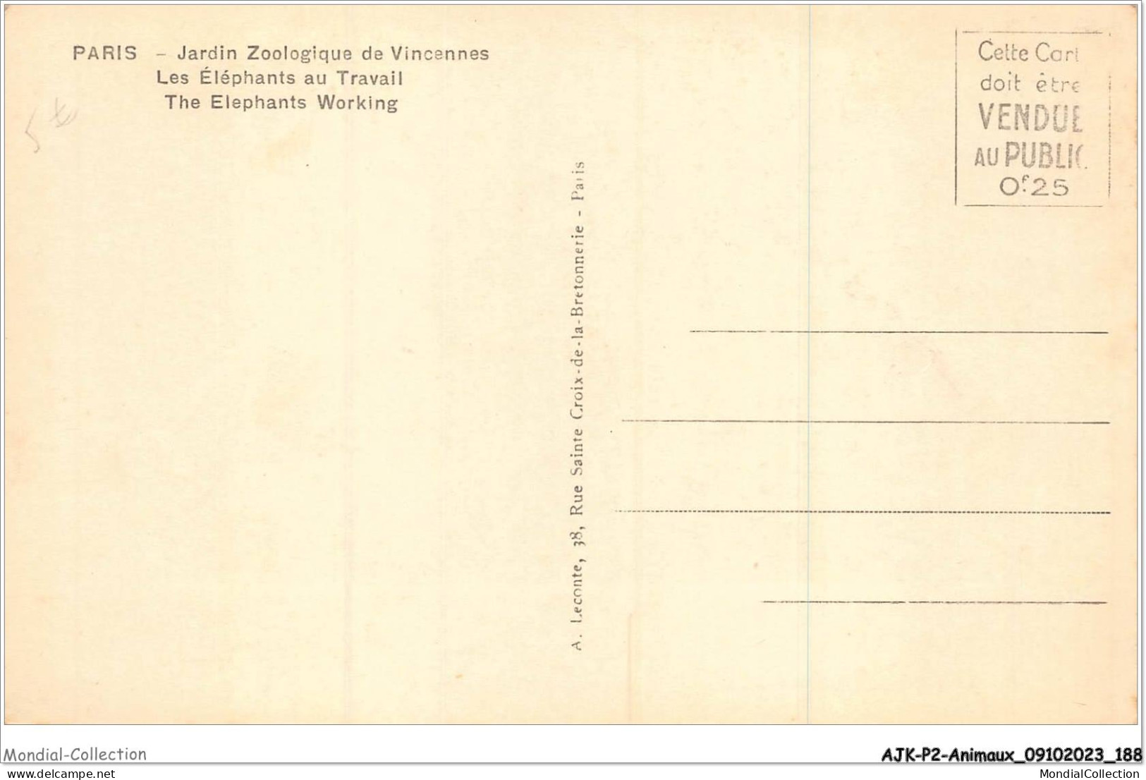 AJKP2-0207 - ANIMAUX - JARDIN ZOOLOGIQUE DE VINCENNES - LES ELEPHANTS AU TRAVAIL  - Elephants