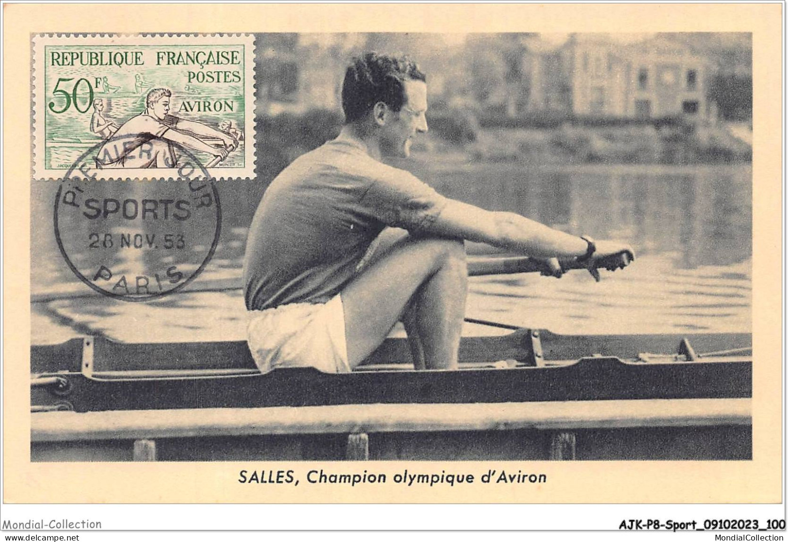 AJKP8-0809 - SPORT - SALLES - CHAMPION OLYMPIQUE D'AVIRON CARTE MAXIMUM 1953 - Olympische Spelen