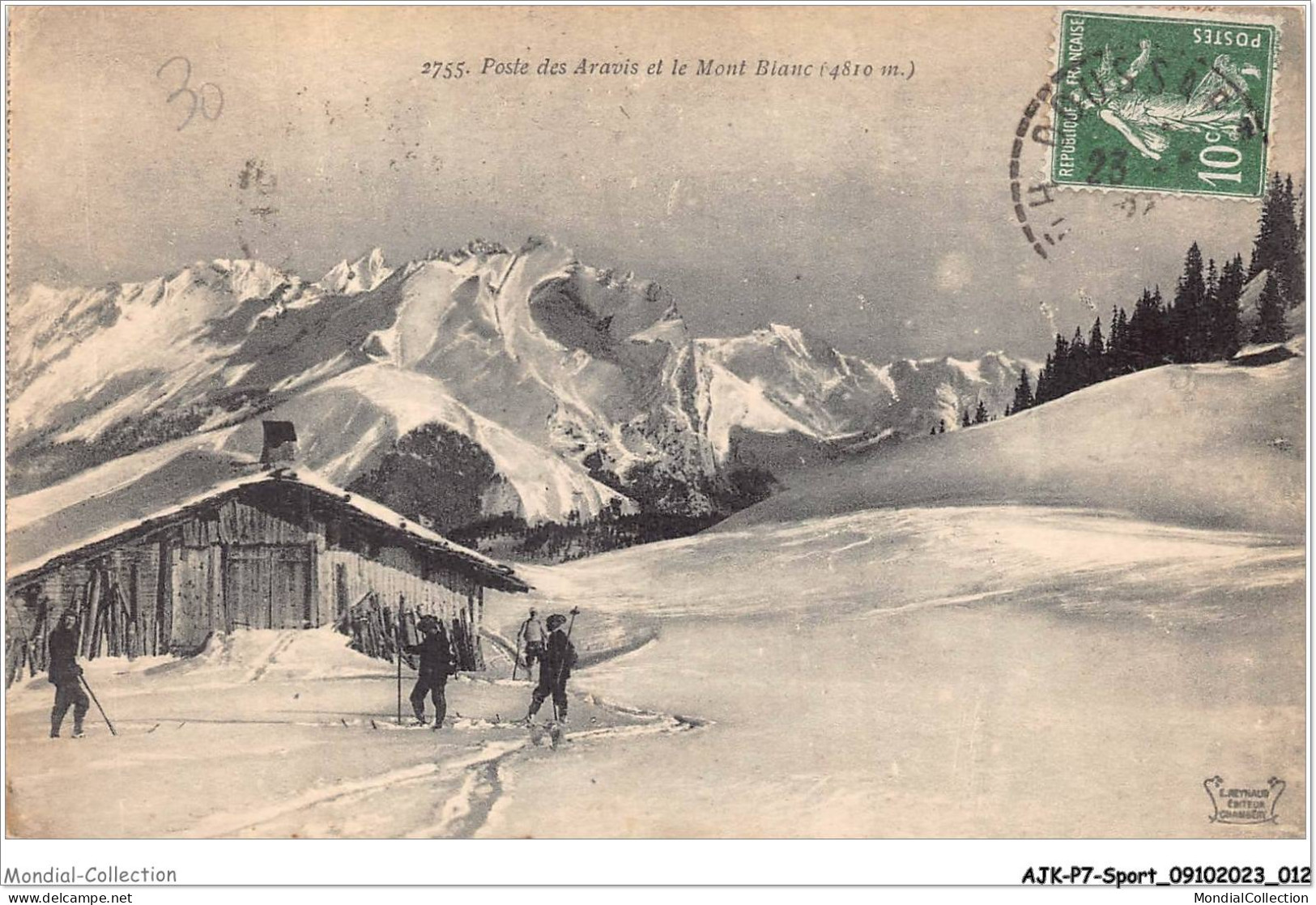 AJKP7-0657 - SPORT - POSTE DES ARAVIS ET LE MONT BLANC - Alpinisme