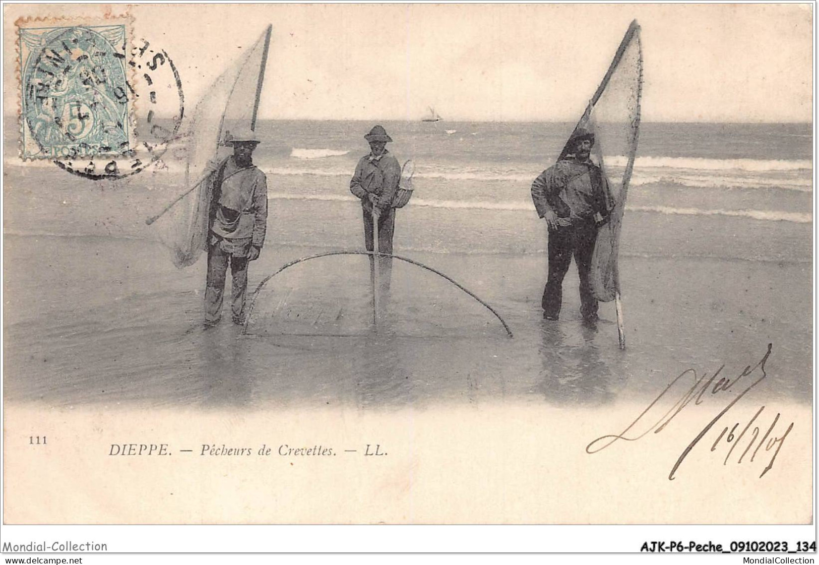 AJKP6-0602 - PECHE - DIEPPE - PECHEURS DE CREVETTES  - Fishing