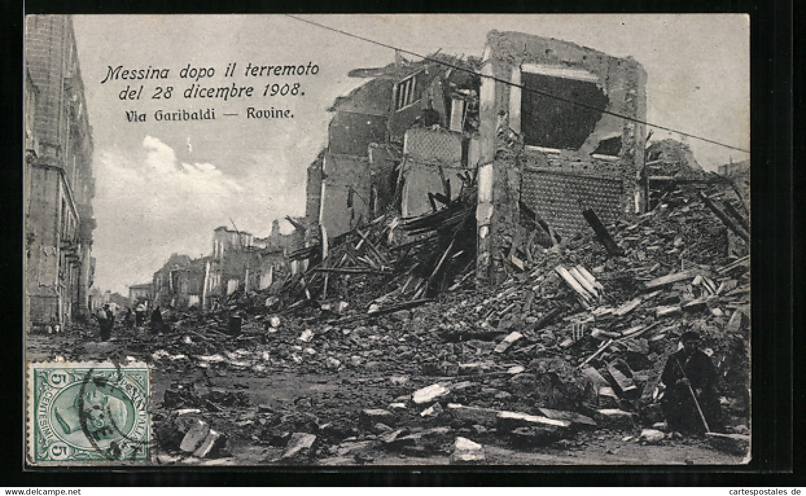 AK Messina, Via Garibaldi, Rovine, Erdbeben 1908  - Catastrophes