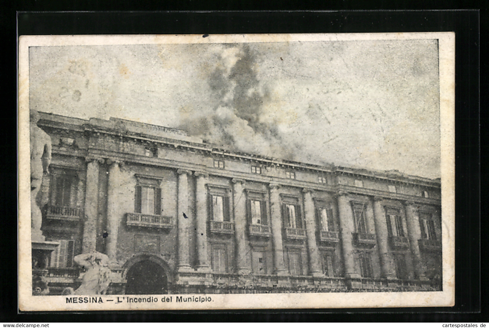 AK Messina, Palazzo Municipio, Erdbeben  - Disasters
