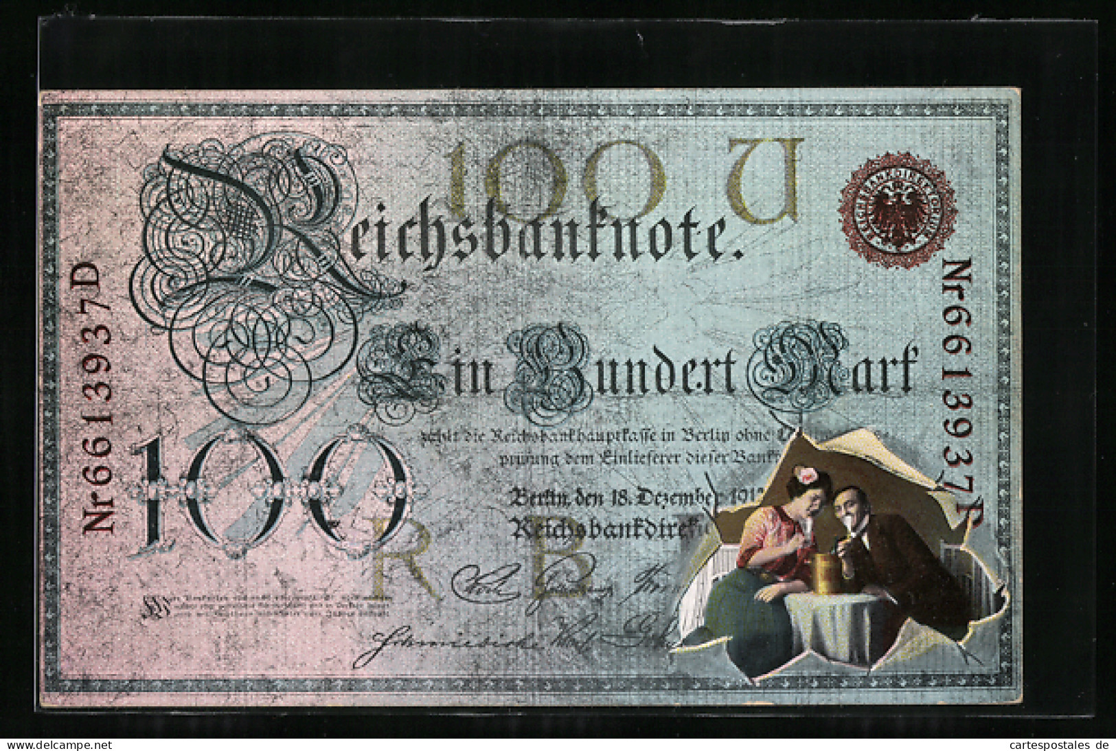 AK Reichsbanknote, Ein Hundert Mark, Prosit Neujahr  - Monedas (representaciones)