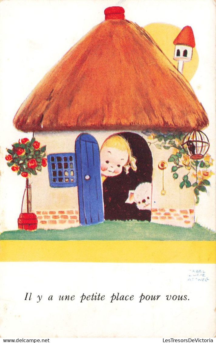 ENFANTS - Dessins D'enfants - Il Y A Une Petite Place Pour Vous - Petite Fille Et Son Chien - Carte Postale Ancienne - Dessins D'enfants