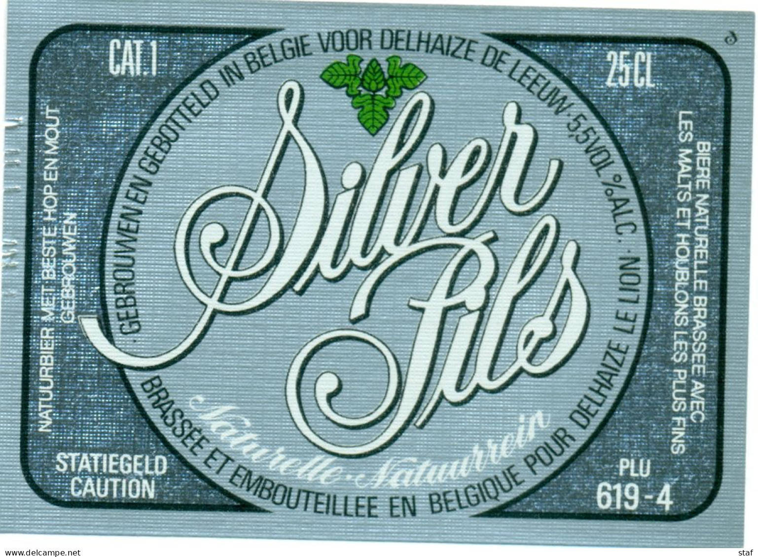 Oud Etiket Bier Silver Pils  - Gebrouwd - Brassée Voor Delhaize - Bière