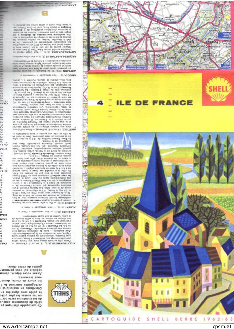 Carte routière, Pochette des cartes de France par Schell, avec 9 cartes, 1/100.000