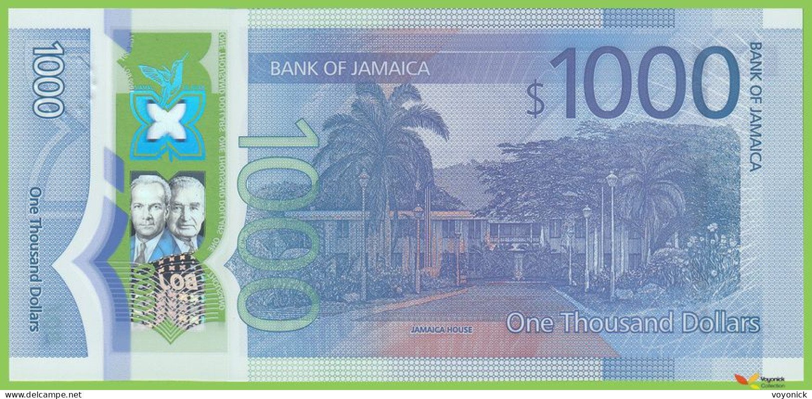 Voyo JAMAICA 1000 Dollars 2022(2023) P99 B254a AN UNC Polymer - Jamaique