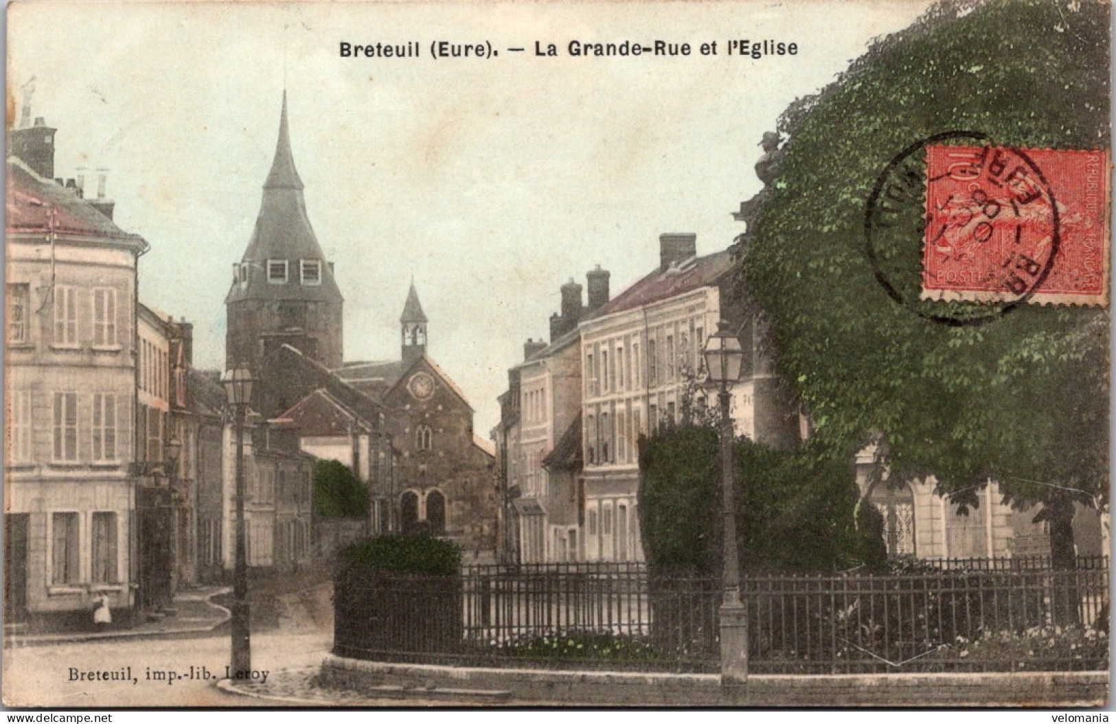 20319 Cpa 27 Breteuil - La Grande Rue Et L'Eglise - Breteuil