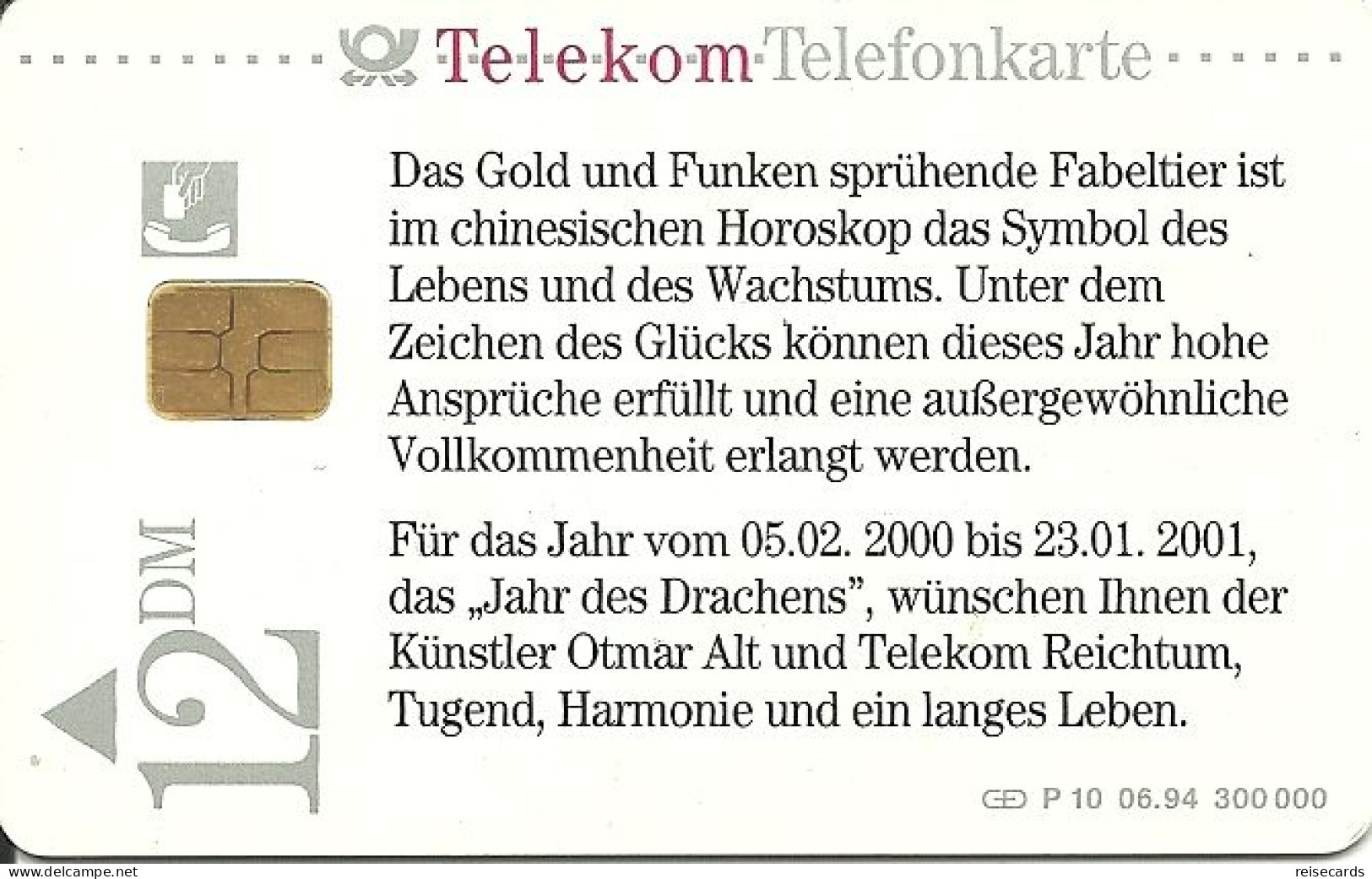 Germany: Telekom P 10 06.94 Jahr Des Drachens, Otmar Alt - P & PD-Series: Schalterkarten Der Dt. Telekom