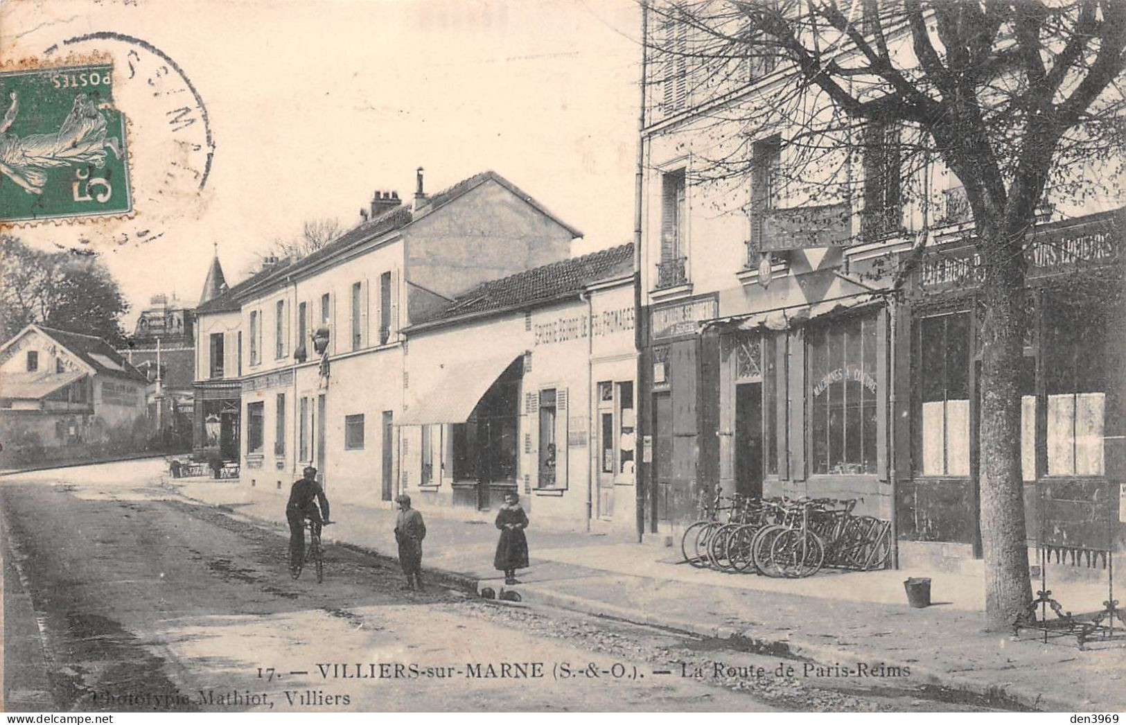 VILLIERS-sur-MARNE (Val-de-Marne) - La Route De Paris-Reims - Magasin De Cycles - Voyagé (2 Scans) - Villiers Sur Marne