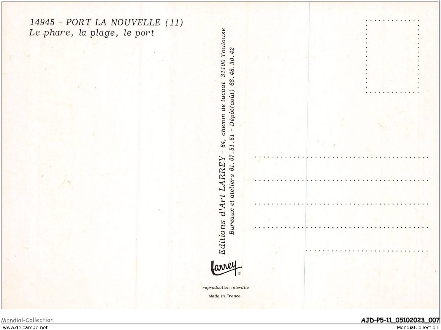 AJDP5-11-0478 - PORT LA NOUVELLE - Le Phare - La Plage - Le Port  - Port La Nouvelle