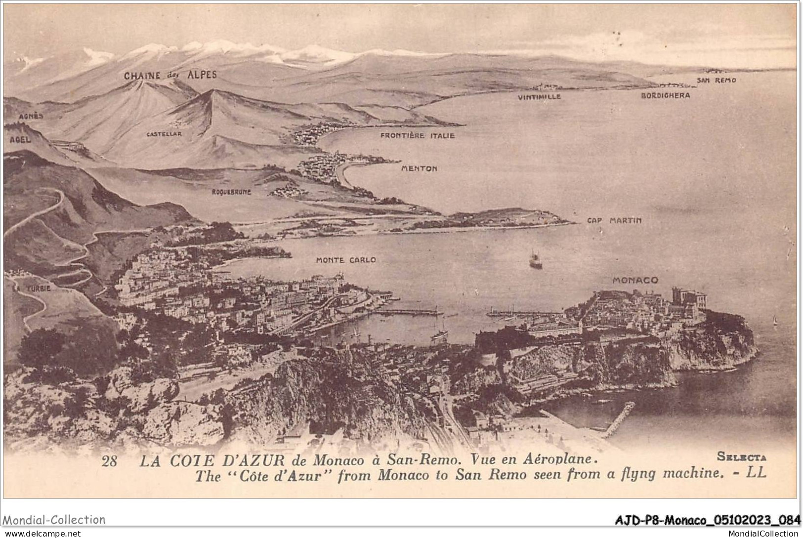 AJDP8-MONACO-0838 - LA COTE D'AZUR De Monaco à San-remo - Vue Aéroplane  - Panoramic Views