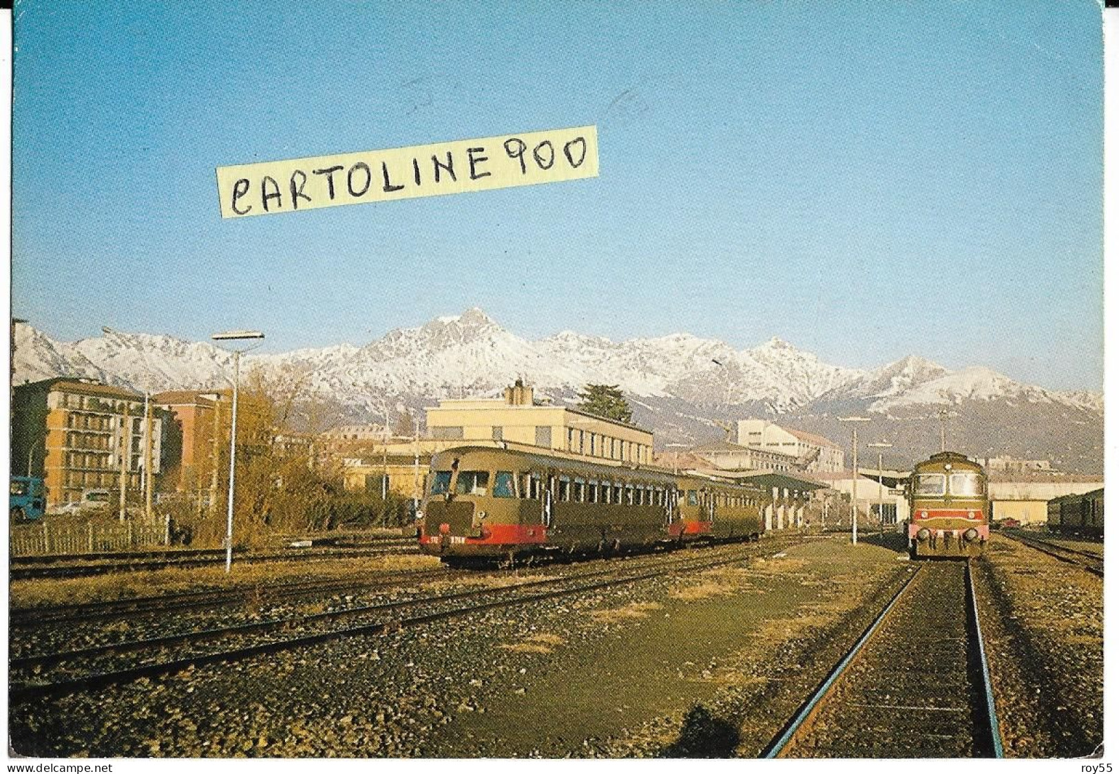 Piemonte Biella Interno Della Stazione Ferroviaria Veduta Treno Littorina In Sosta Veduta Treno In Transito - Bahnhöfe Mit Zügen