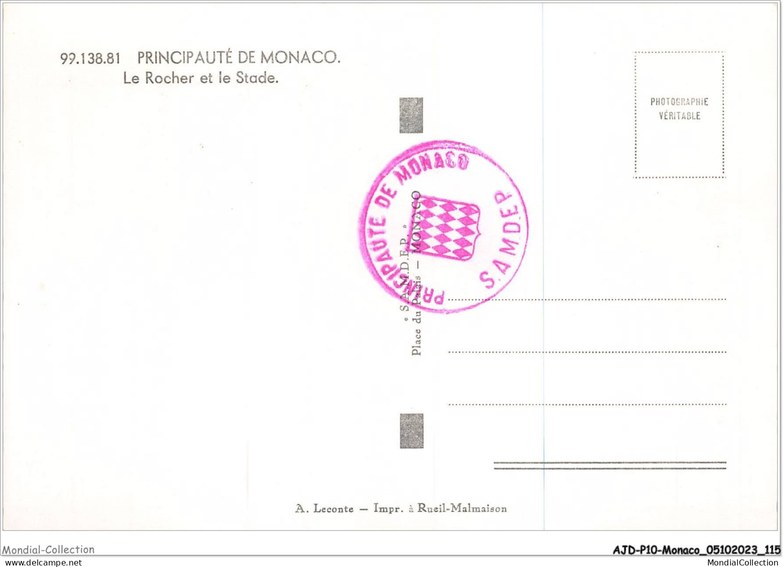 AJDP10-MONACO-1042 - MONACO - Le Rocher Et Le Stade  - Panoramische Zichten, Meerdere Zichten