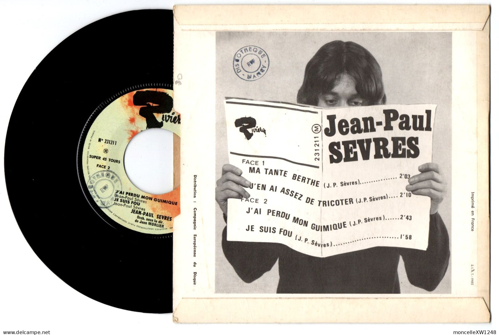 Jean-Paul Sèvres - 45 T EP Ma Tante Berthe (1966) - 45 G - Maxi-Single