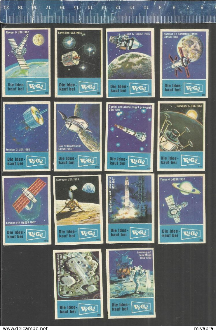 CONQUEST OF SPACE - SPUTNIK SATELLITES ROCKETS  - MATCHBOX LABELS GERMANY 1971 - Matchbox Labels