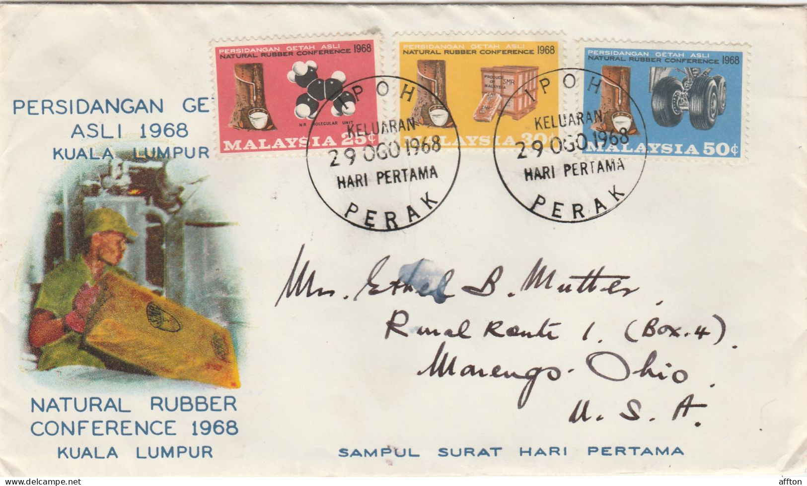 Malaysia 1968 FDC Mailed To USA - Malasia (1964-...)