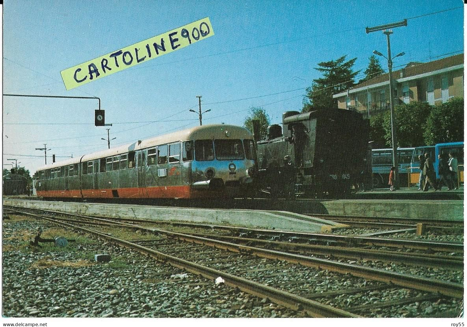 Piemonte Torino Rivarolo Canavese Stazione Ferroviaria Veduta Treno Littorina In Sosta Al Binario - Stations With Trains