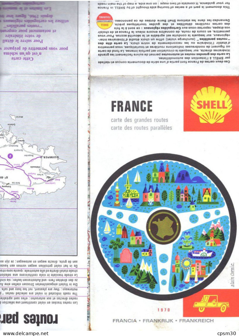 Carte routière, Pochette des cartes de France par Schell, avec 18 cartes, 1/100.000