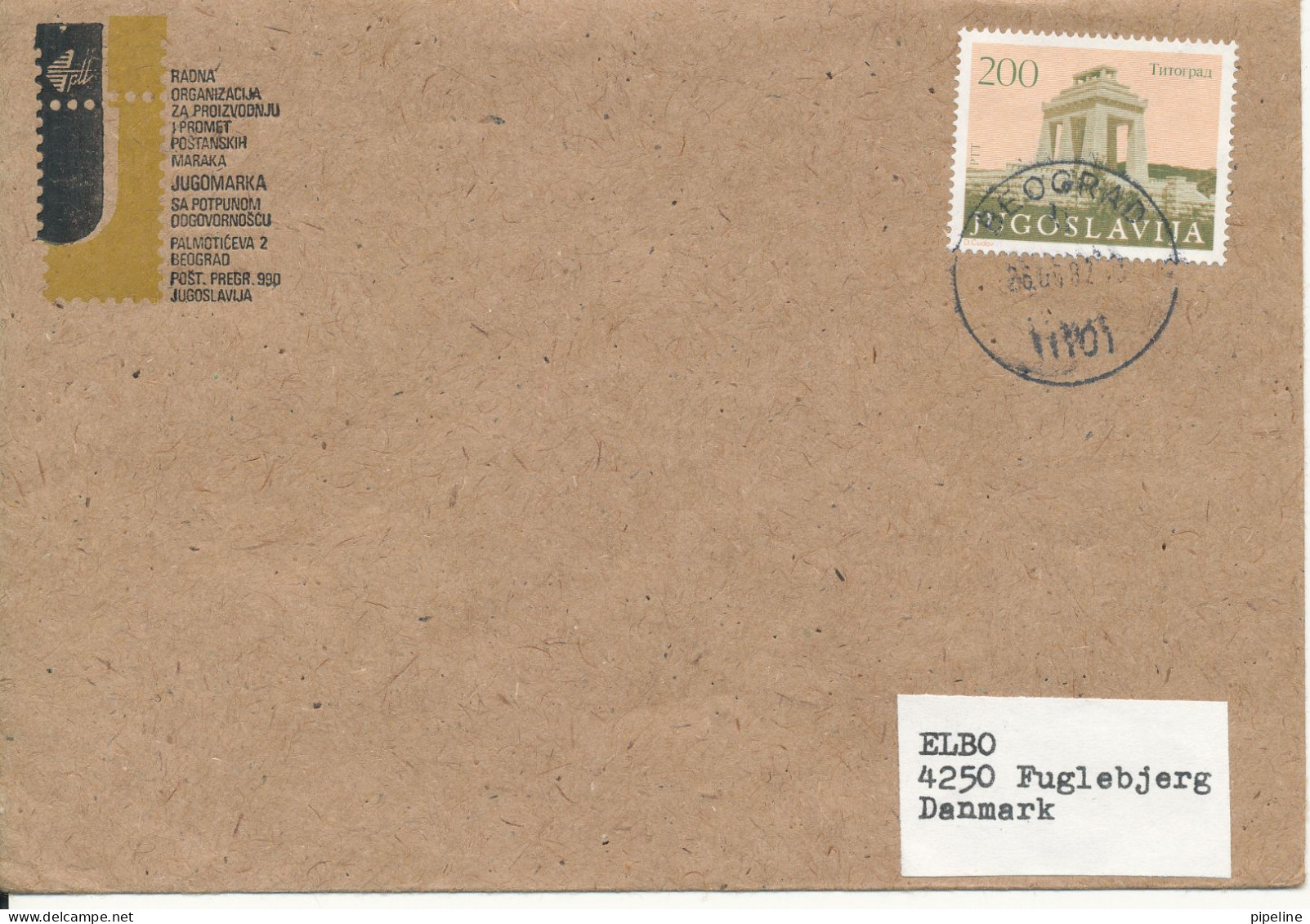 Yugoslavia Cover Sent To Denmark Beograd 26-5-1982 Single Franked - Brieven En Documenten