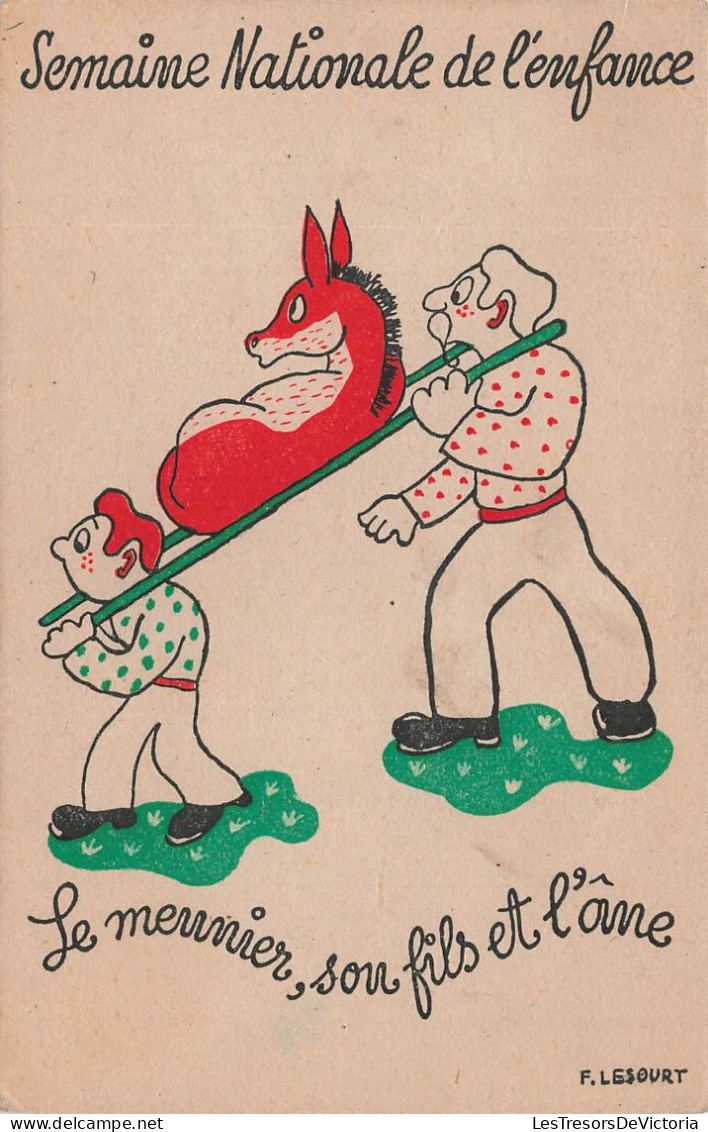 FANTAISIES - Hommes - Semaine Nationale De L'enfance - Le Meunier - Son Fils Et L'âne - Carte Postale Ancienne - Hommes