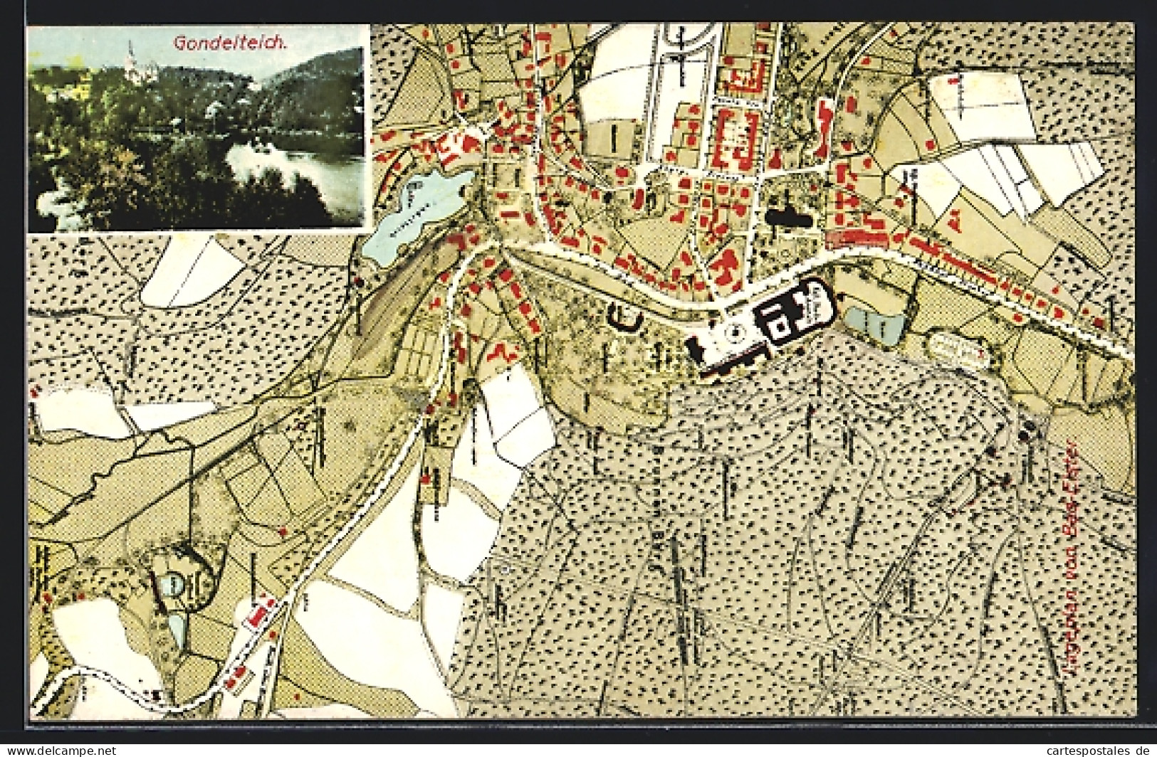 AK Bad Elster, Landkarte, Gondelteich  - Cartes Géographiques