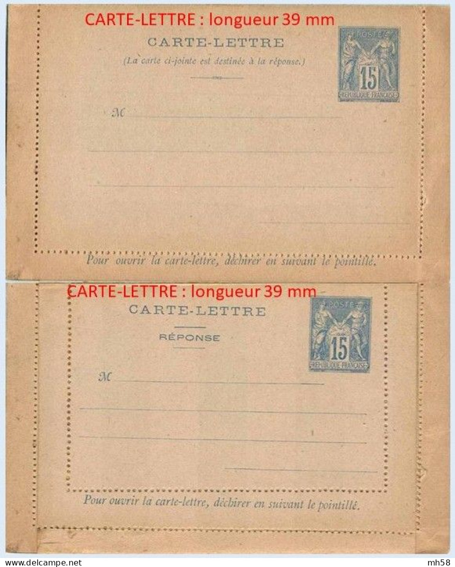 Entier FRANCE - Carte-lettre Réponse Payée Piquage C Carton Gris Neuf - 15c Sage Bleu - Kartenbriefe