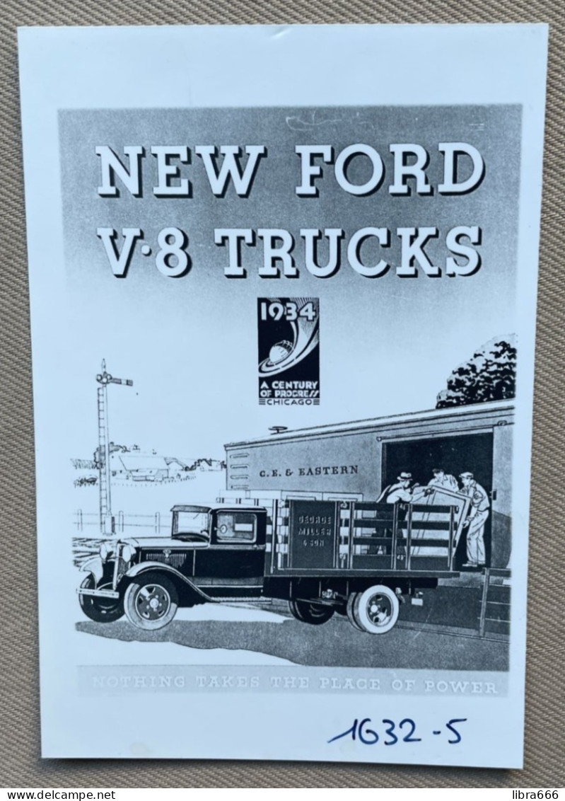 FORD V-8 TRUCKS - 1934 - 15 X 10 Cm. (REPRO PHOTO ! Zie Beschrijving, Voir Description, See Description) ! - Auto's