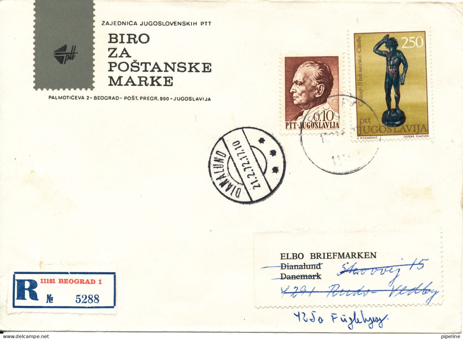 Yugoslavia Registered Cover Sent To Denmark Beograd Dec 1982 Topic Stamps - Cartas & Documentos
