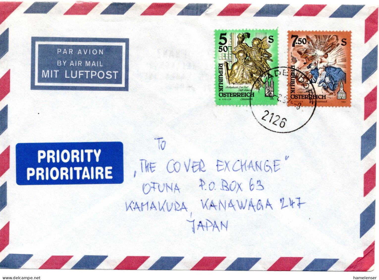 77163 - Österreich - 1997 - S7,50 Sagen MiF A LpBf LADENDORF -> Japan - Briefe U. Dokumente