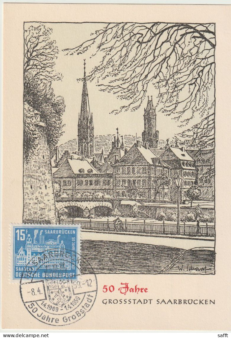 Maxiumkarten Saarbrücken, 50 Jahre Großstadt 1959 - Maximum Cards