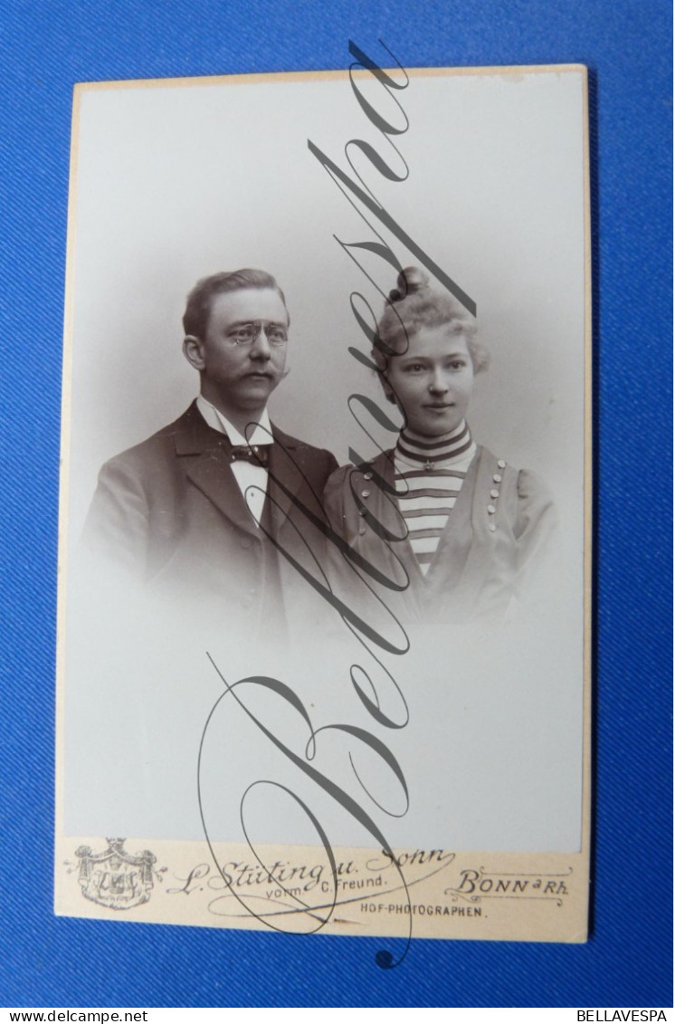 C.D.V Carte De Visite Atelier Studio Portret  L.Stüting Bonn A/Rhein Fremm Robert Wilmms Und Frau  16/02/1900 - Ancianas (antes De 1900)