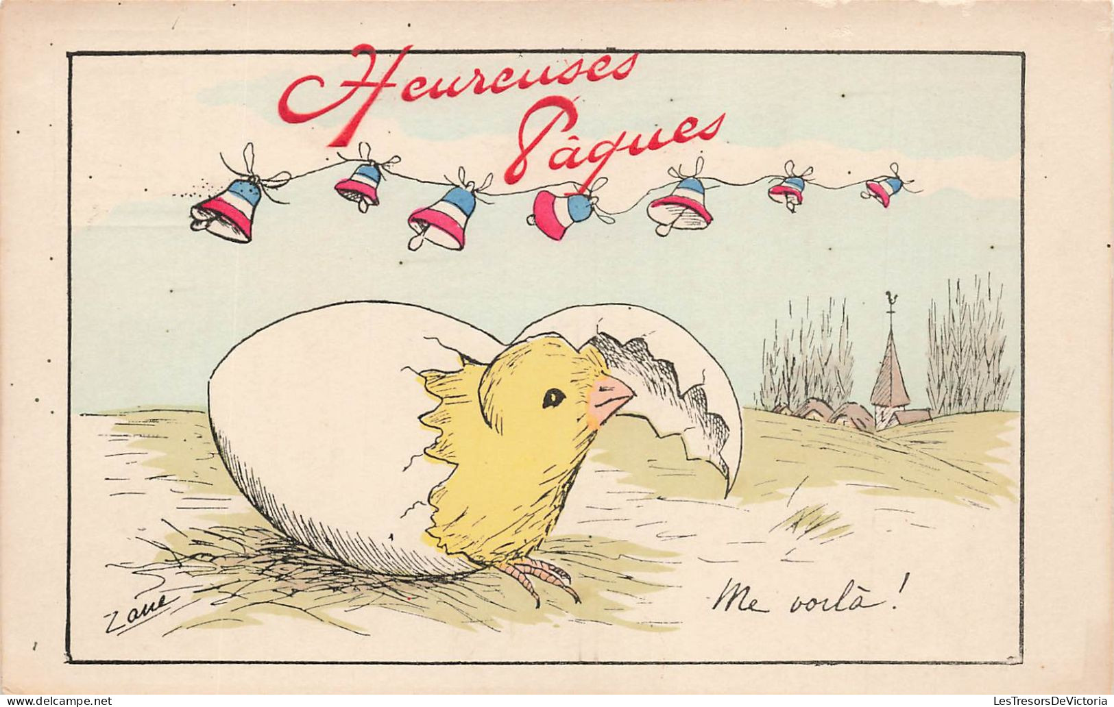 FETES - VOEUX - Heureuses Pâques - Poussin Sortant De Sa Coquille - Carte Postale Ancienne - Ostern