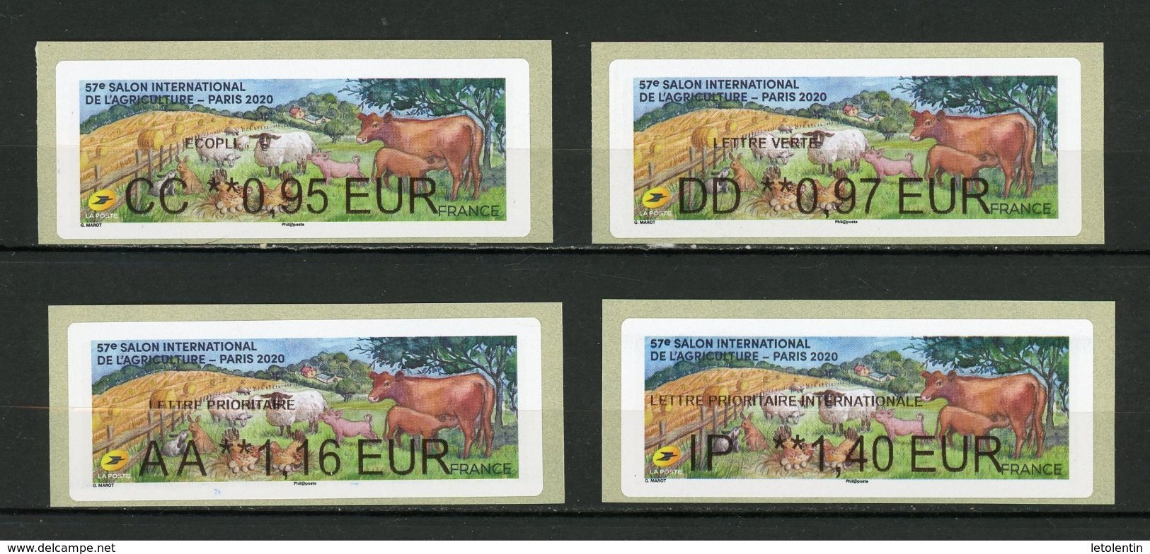 FRANCE - VIGNETTES LSA DU 57e SALON INT. DE L'AGRICULTURE - CC 0,95 / DD 097 / AA 1,16 / IP 1,40 -  N° Yvert  ** - 2010-... Illustrated Franking Labels