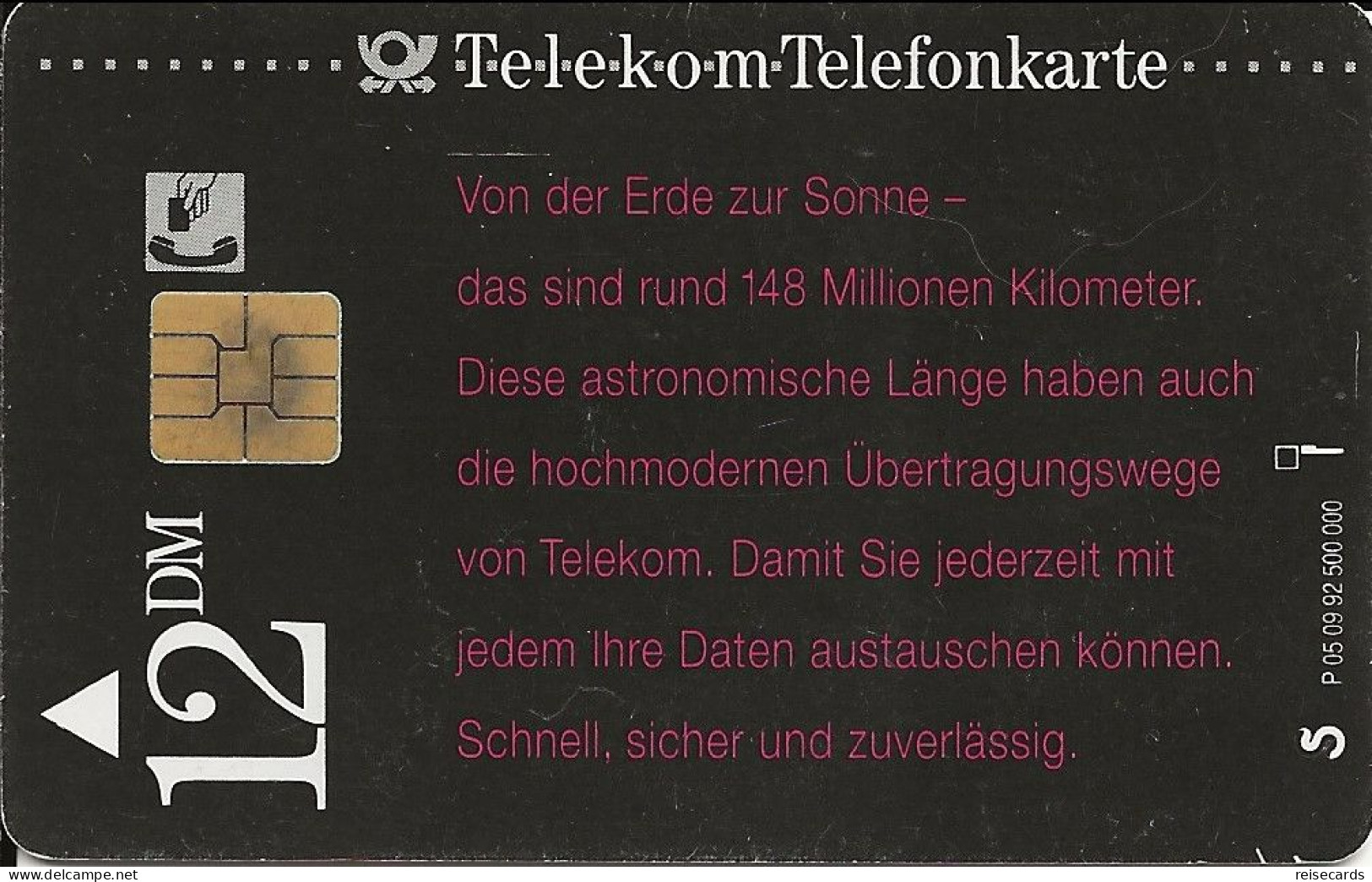 Germany: Telekom P 05 09.92 Von Der Erde Zur Sonne - P & PD-Series: Schalterkarten Der Dt. Telekom