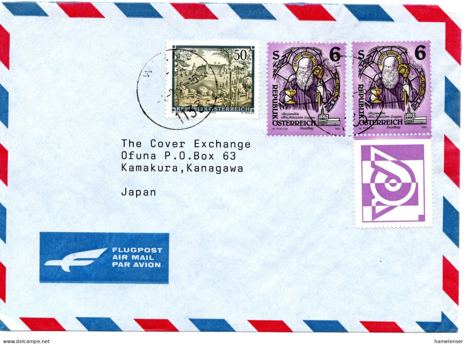 77166 - Österreich - 1996 - 2@S6 Sagen MiF A LpBf WIEN -> Japan - Briefe U. Dokumente